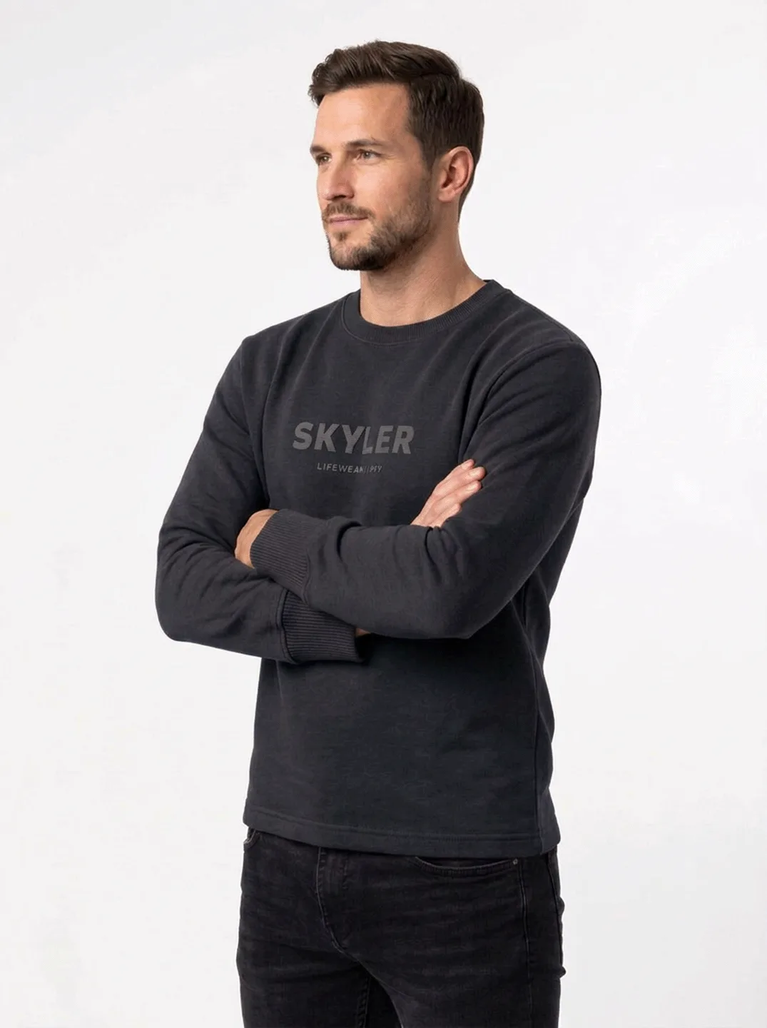 T-SHIRT CASUAL ML EM MOLETOM C/ SILK SKYLER RELEVO