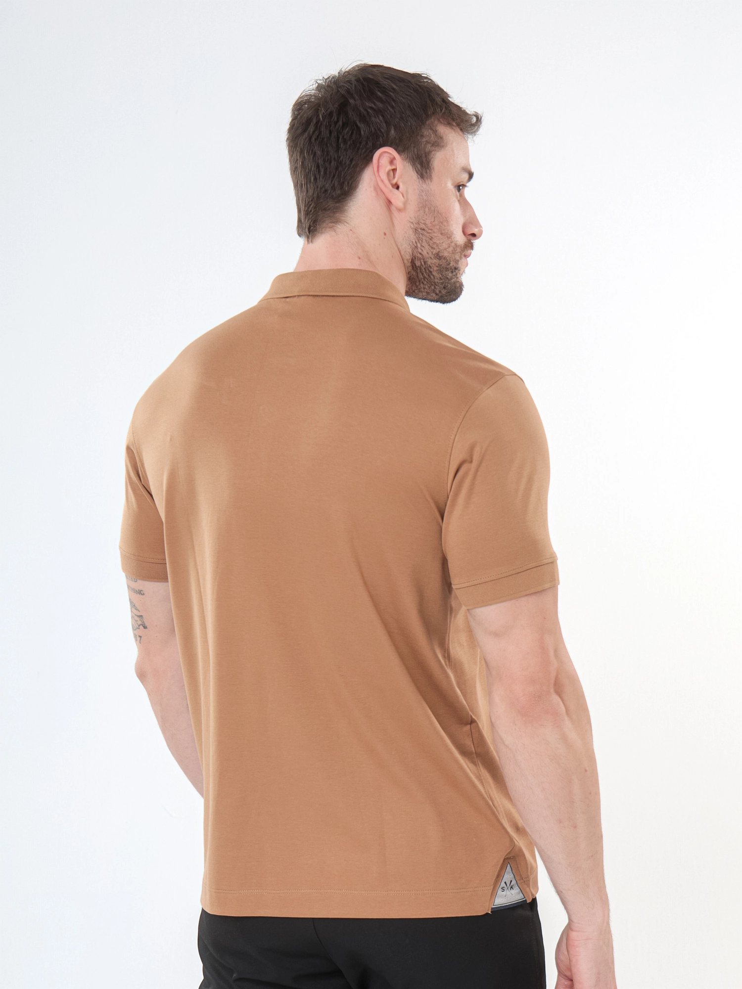 GOLA POLO PREMIUM ALGODÃO PIMA FIO 60 EM MALHA DUPLA MARROM CLARO
