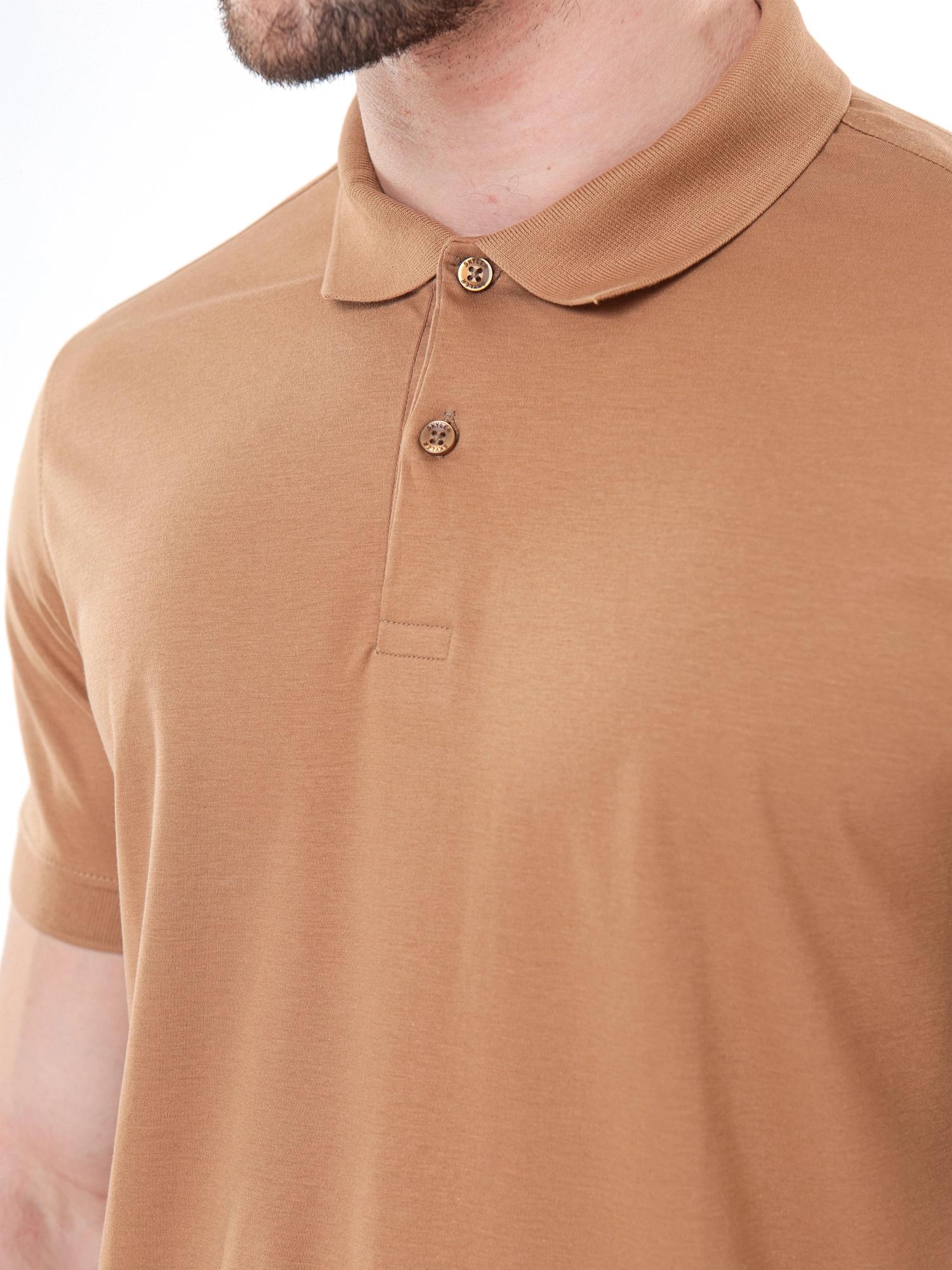 GOLA POLO PREMIUM ALGODÃO PIMA FIO 60 EM MALHA DUPLA MARROM CLARO