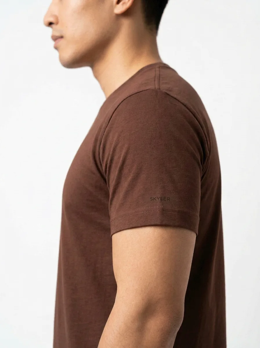 T-SHIRT CASUAL EM MALHA DUPLA C/ SILK SKYLER NA MANGA