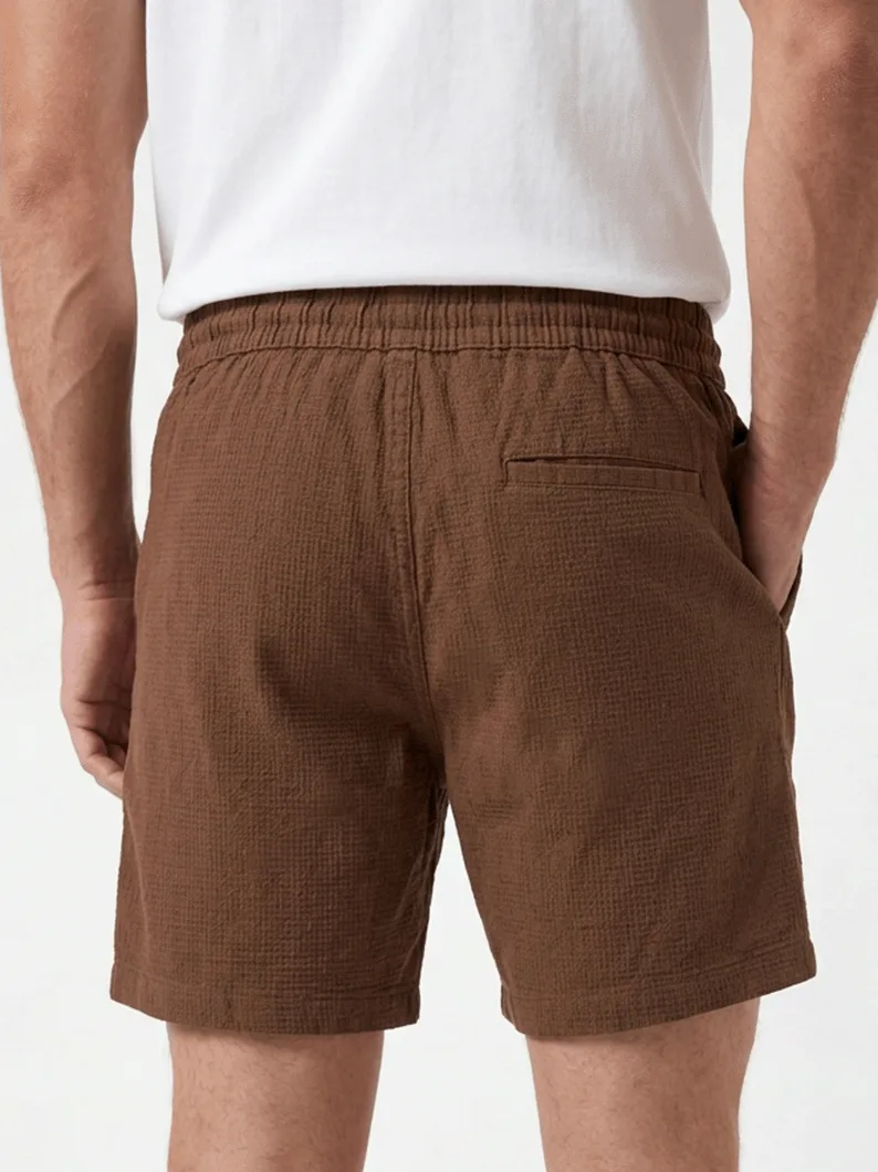 SHORT CASUAL MAQUINETADO C/ CÓS DE ELÁSTICO