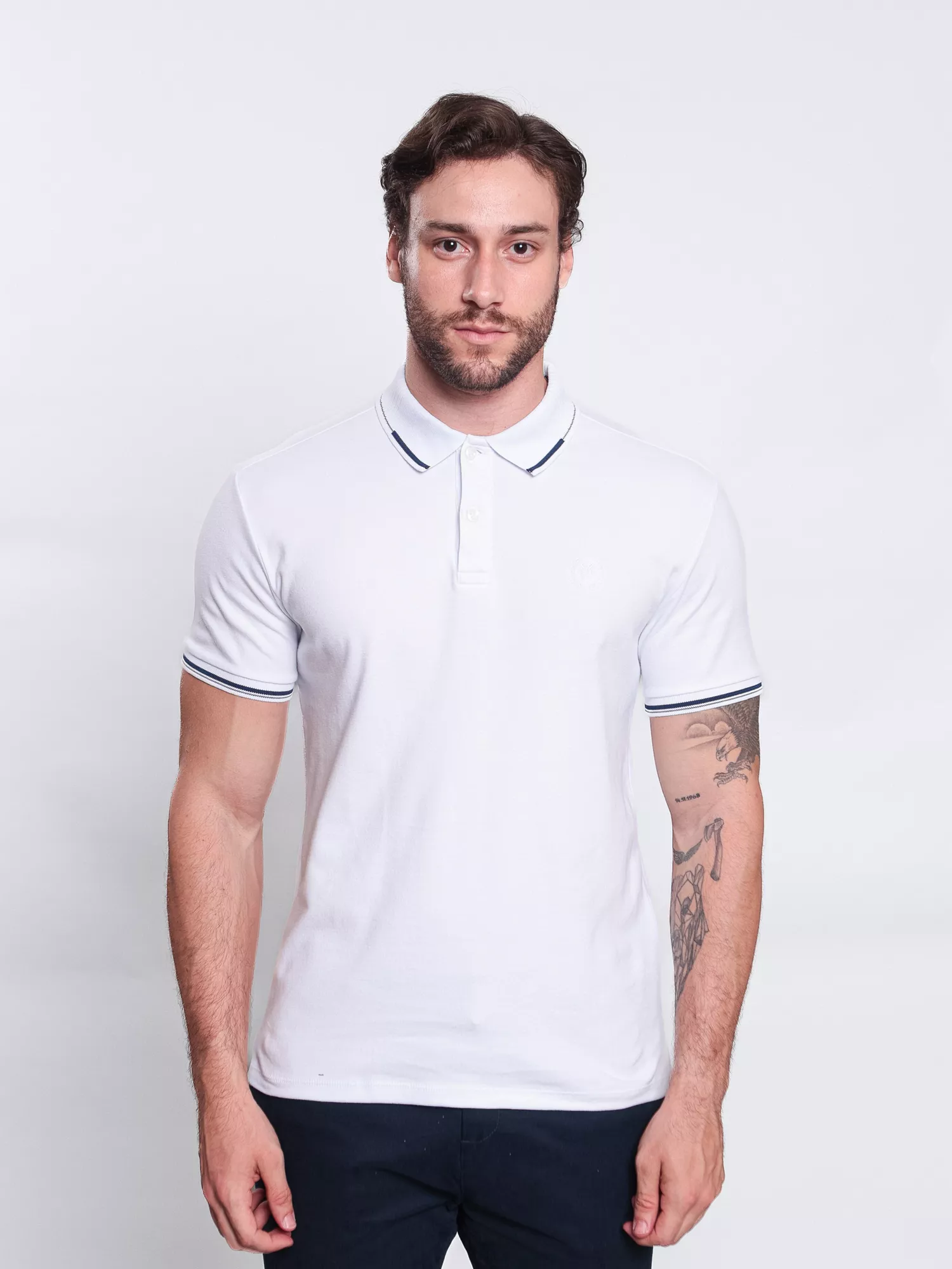 GOLA POLO CASUAL C/ GOLA JACQUARD C/ BORDADO SK LOUROS