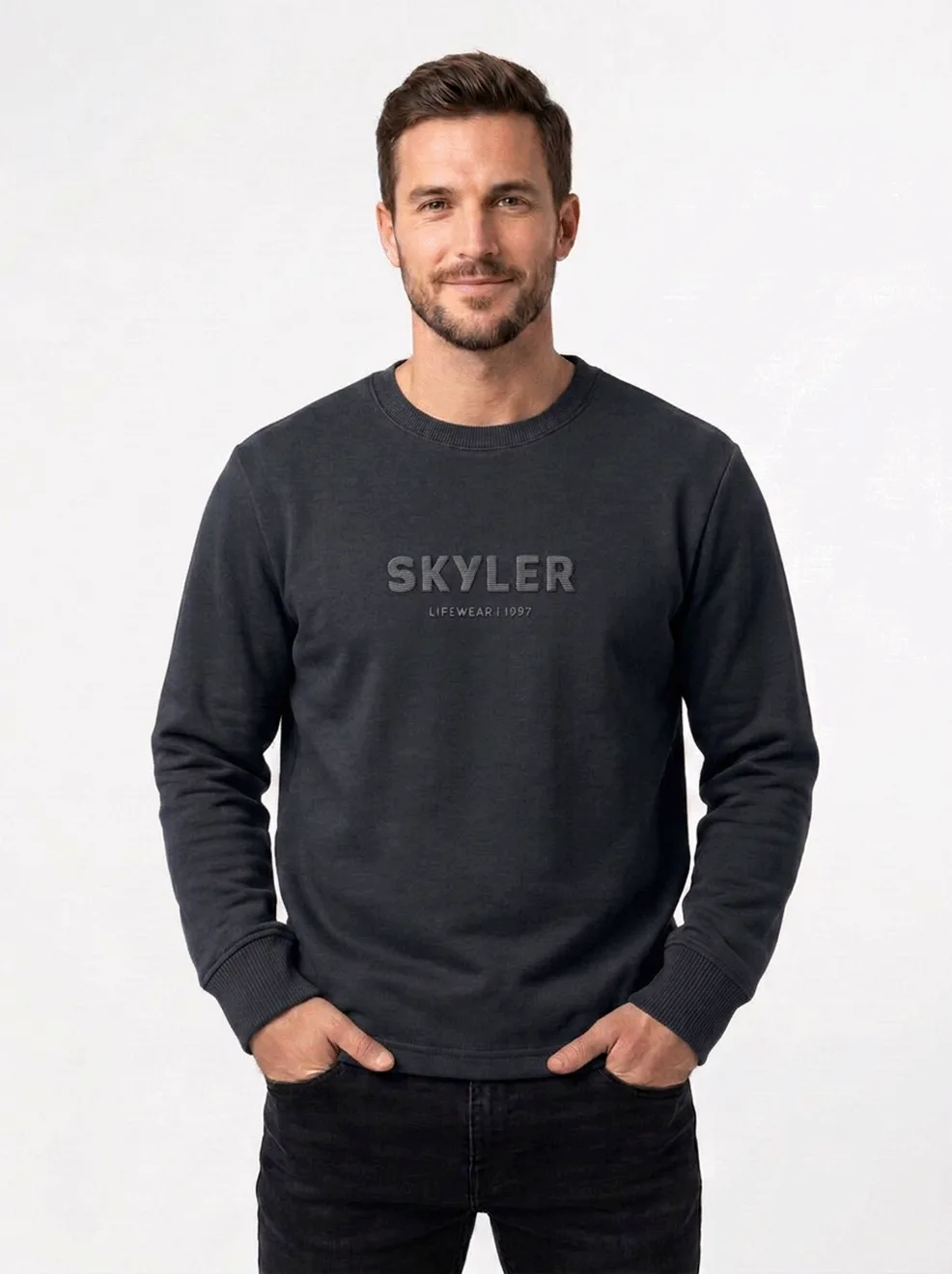 T-SHIRT CASUAL ML EM MOLETOM C/ SILK SKYLER RELEVO