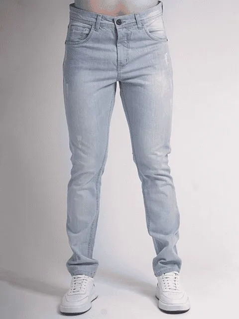 CALÇA CASUAL JEANS DELAVÊ C/ LYCRA DETONADO C/ PUIDOS