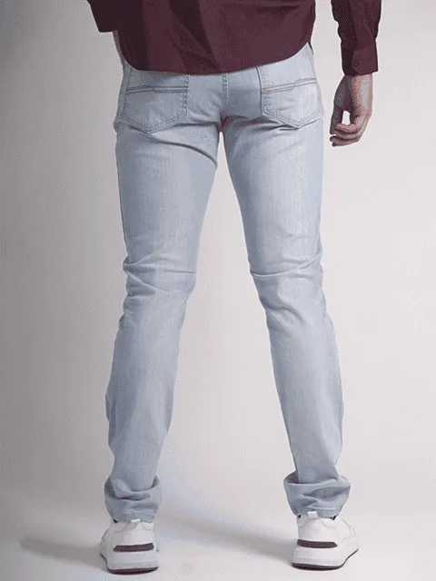 CALÇA CASUAL JEANS DELAVÊ C/ LYCRA DETONADO C/ PUIDOS