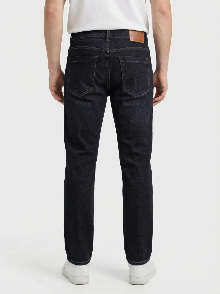 CALÇA CASUAL JEANS AMACIADA C/ BOLSO FACA E COSTURA CONTRASTANTE