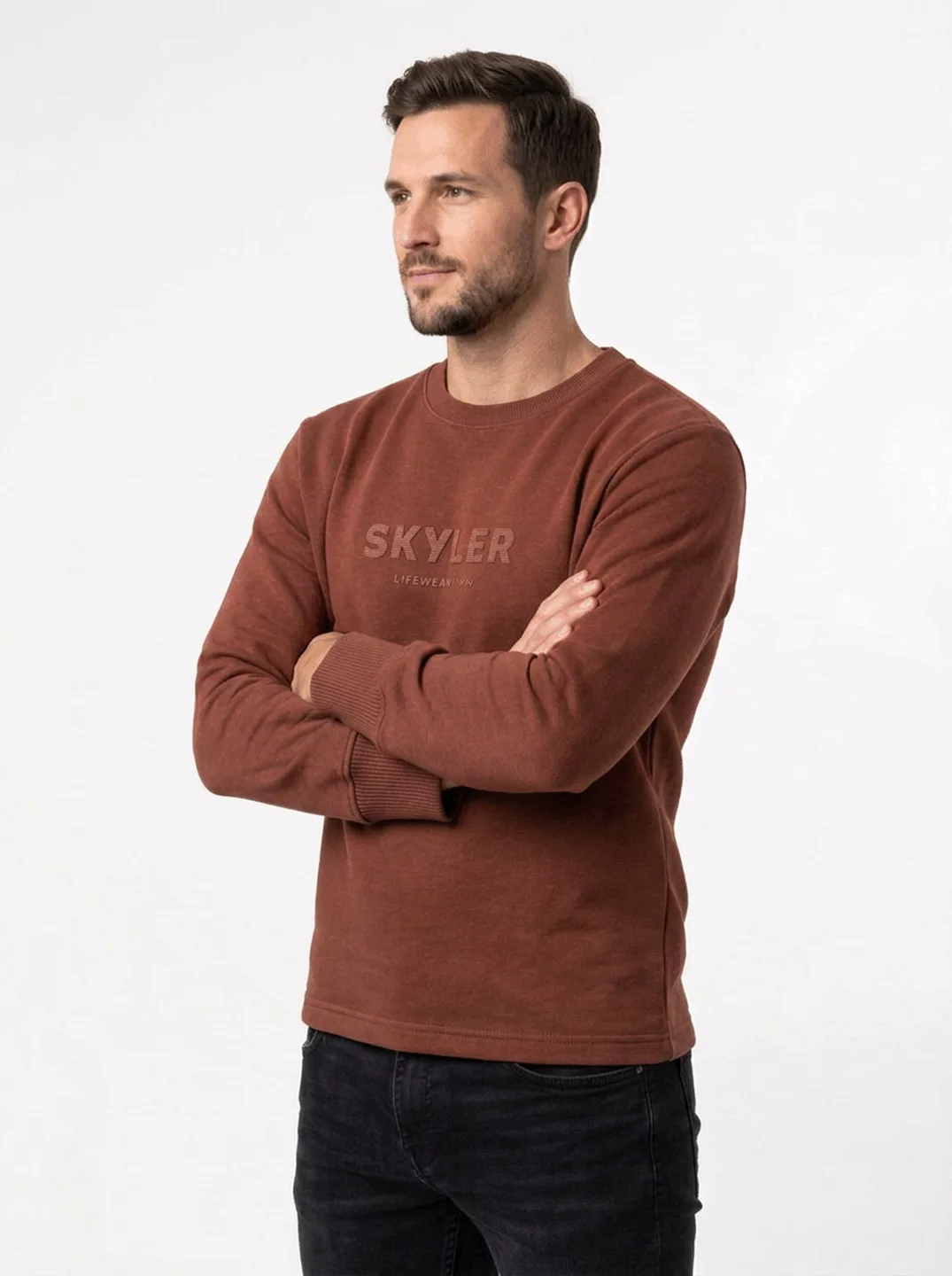 T-SHIRT CASUAL ML EM MOLETOM C/ SILK SKYLER RELEVO